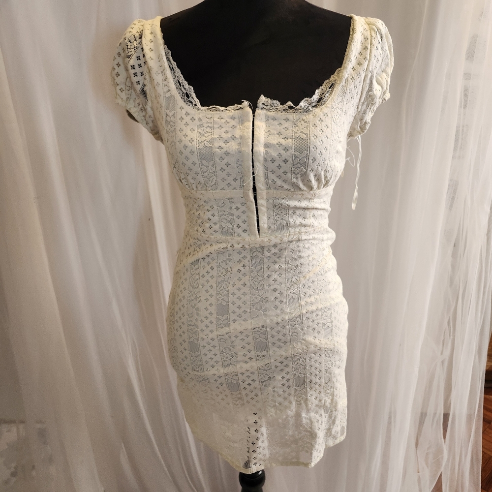 White Crochet Mini Dress Xs